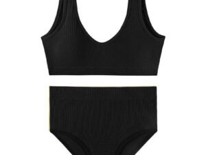 Womens Briefs Bras Sets Letters Transparent Push Up Lingerie Lady Bralette Active Bra Seamless Thongs Sports Underwear Set